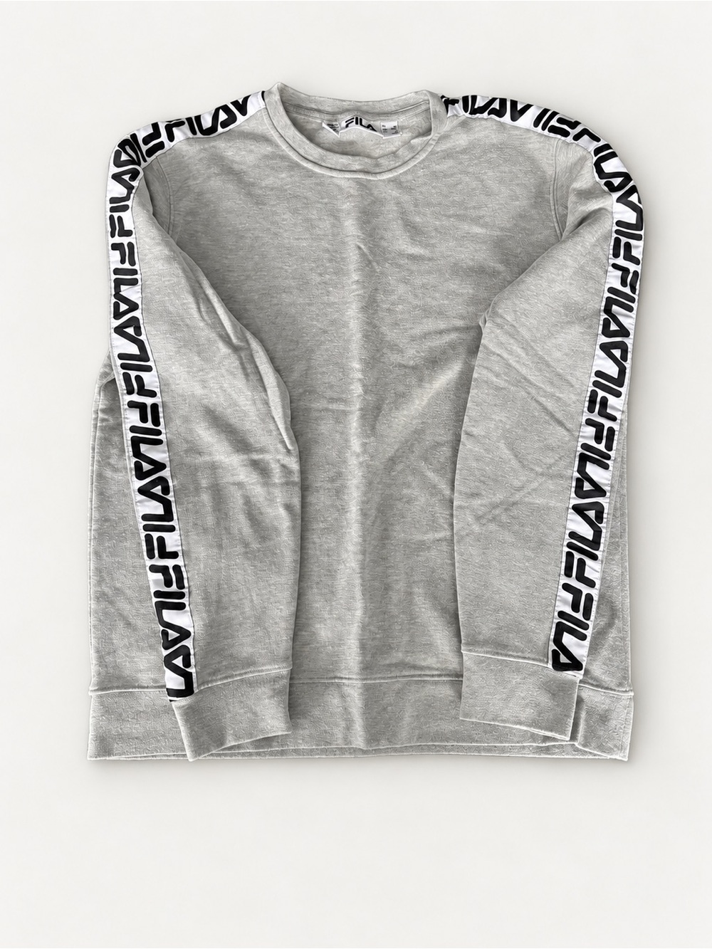 Fila Light Grey Crewneck Sweatshirt with Black Logo Tape